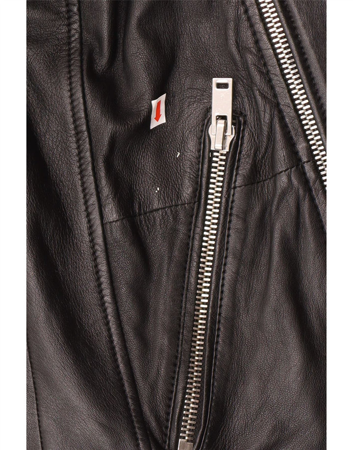 Freaky Nation Veste de motard en cuir pour homme UK 38 Cuir noir moyen
