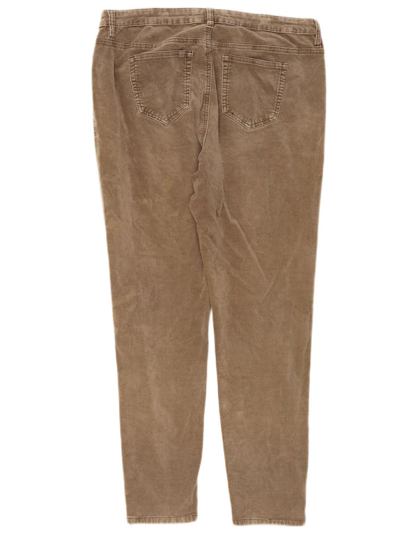 Monsoon Womens Skinny Velvet Casual Trousers UK 18 XL W38 L30 Beige Cotton