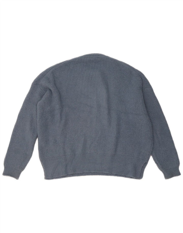 ZARA Pull surdimensionné à col rond pour femme UK 10 Petit Bleu marine