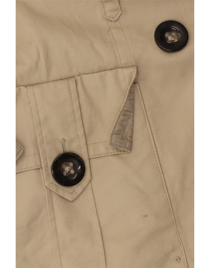 Zara Femme Trench Coat UK 14 Grand Nylon Beige
