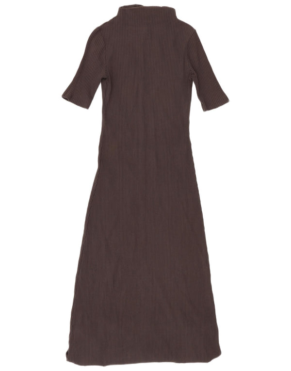 Zara Robe pull à manches courtes pour femme UK 8 Petit coton gris