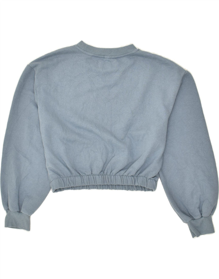 PULL & BEAR Sweat-shirt court pour femme UK 16 Large Bleu Coton
