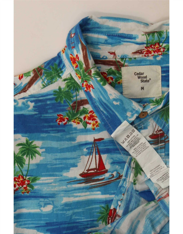 Cedarwood State Chemise à manches courtes pour homme Bleu moyen Coton hawaïen