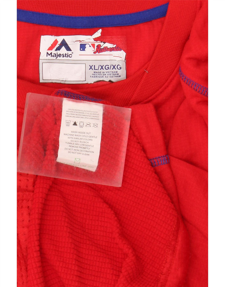 Majestic Hommes Washington Nationals Haut à manches longues XL Rouge Polyester