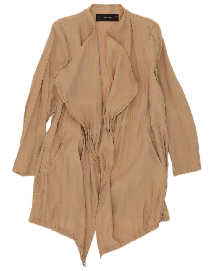 Zara Veste Cascade Ouverte Femme UK 14 Modal Beige Moyen