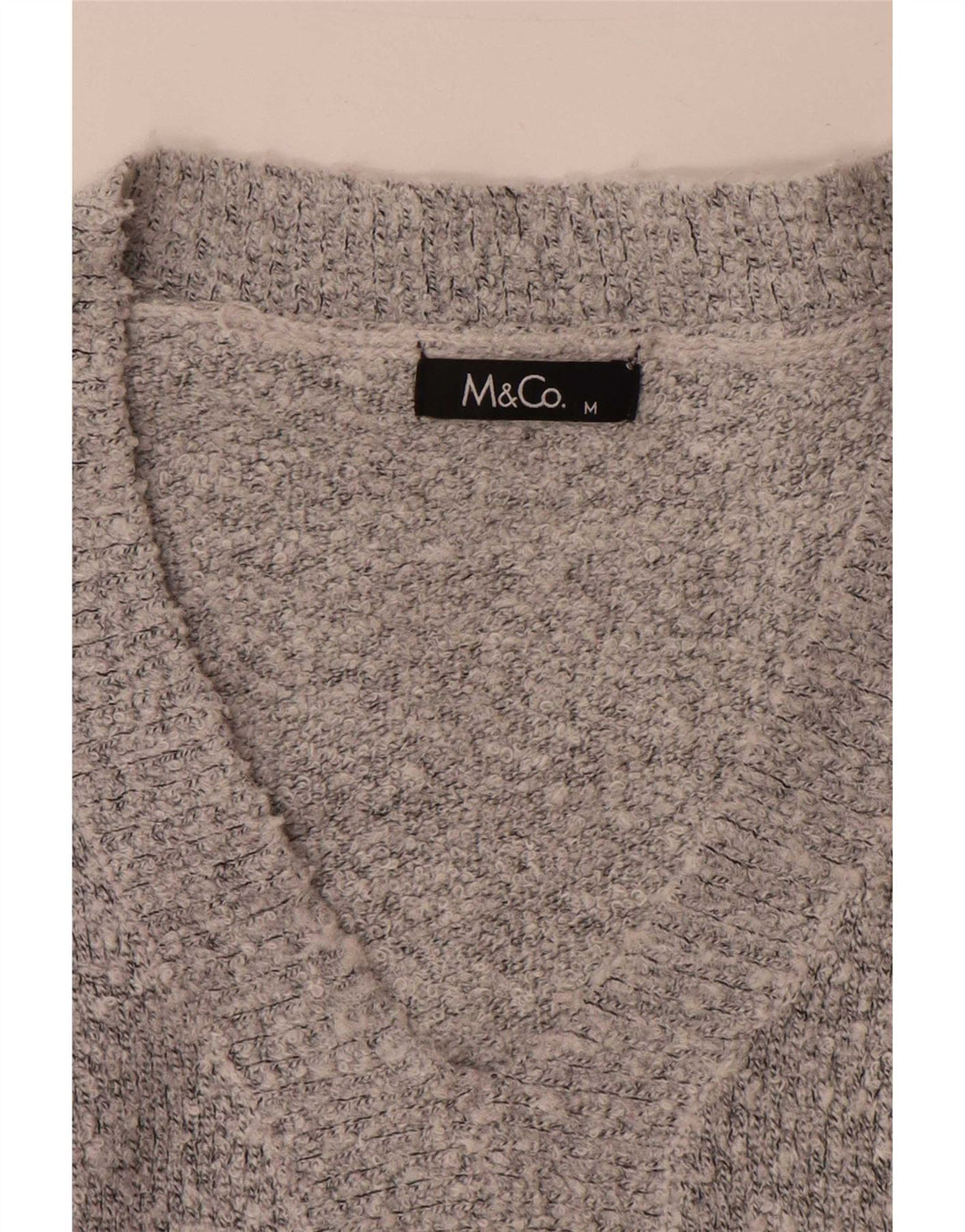 M&Co Pull col V pour femme UK 14 Gris moyen Acrylique