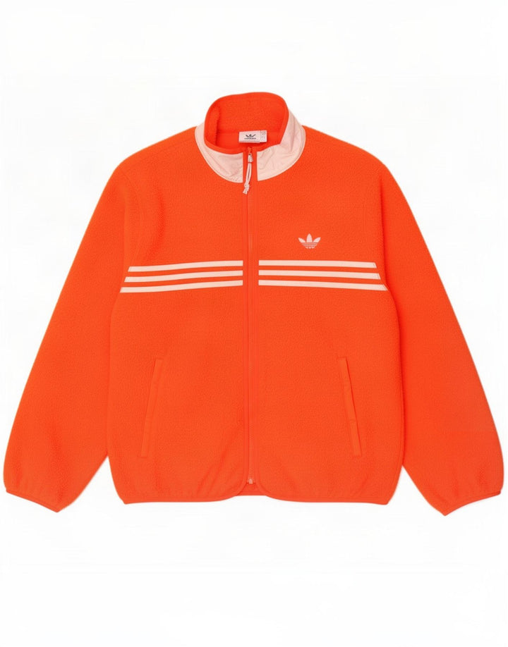 Adidas Mens Fleece Jacket UK 38 Medium Orange Polyester