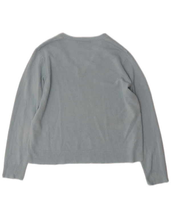 Marks & Spencer Pull col en V pour femme UK 16 Grand acrylique turquoise