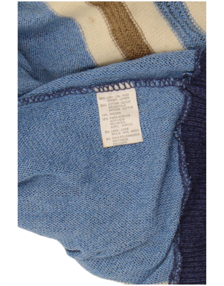 VINTAGE Femme Col Bateau Pull Pull UK 12 Moyen Multicolore Rayé