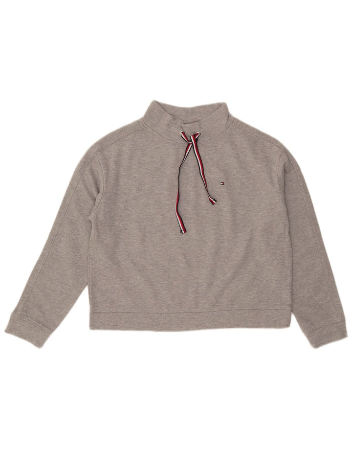 Tommy Hilfiger Sweat-shirt court surdimensionné pour femme UK 10 Petit Gris
