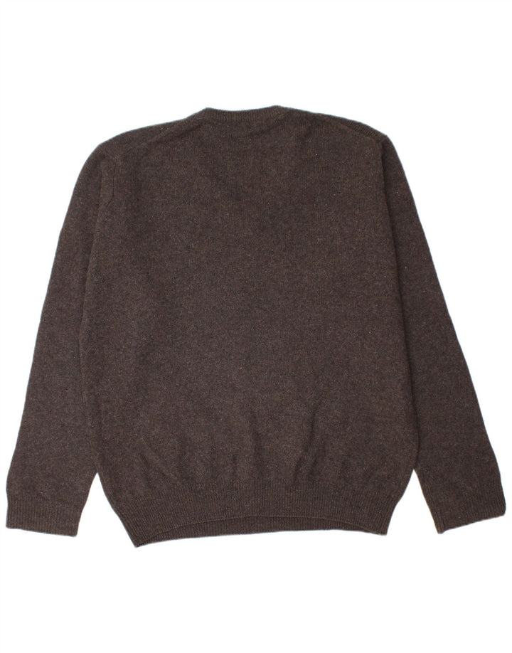 James Pringle Pull col V pour homme en laine d'agneau Marron Taille L