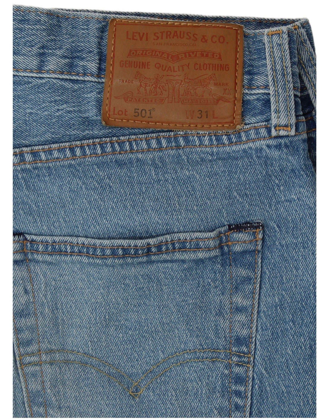 LEVI'S Short en Jean 501 Vieilli Homme W31 Bleu Moyen Coton