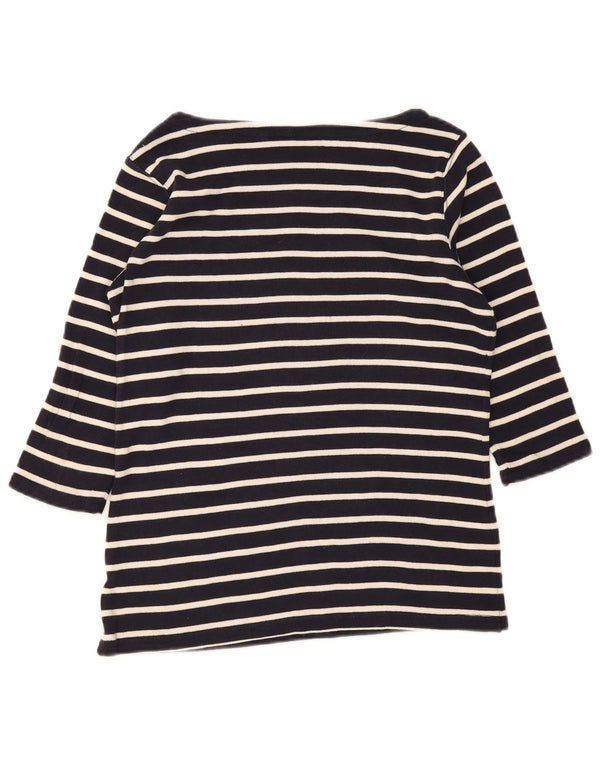 L.L.Bean Haut Femme Manches 3/4 UK 14 Bleu Marine Moyen Rayé