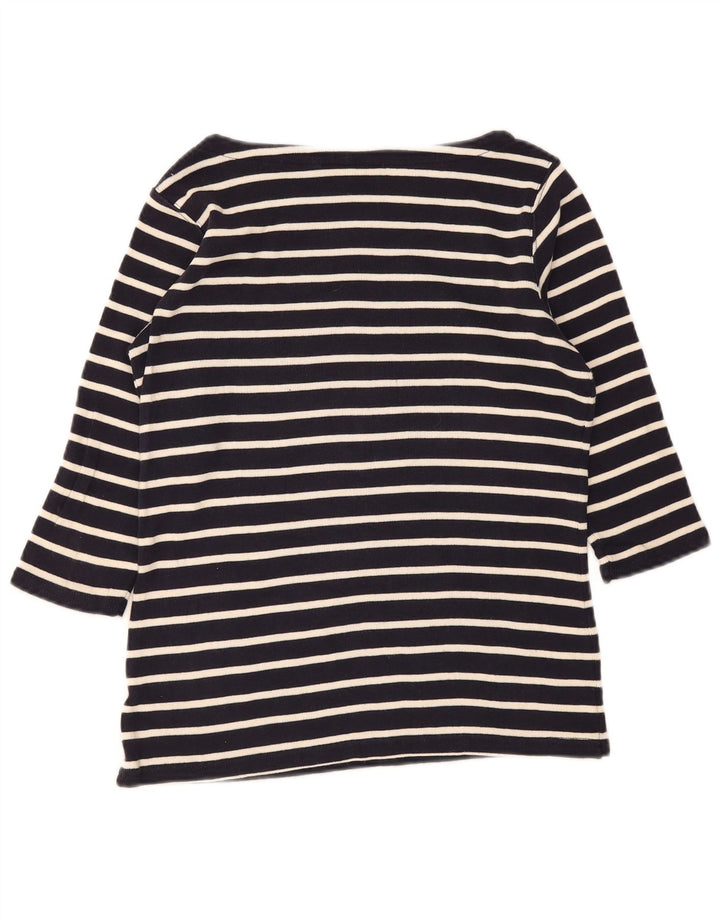 L.L.Bean Haut Femme Manches 3/4 UK 14 Bleu Marine Moyen Rayé