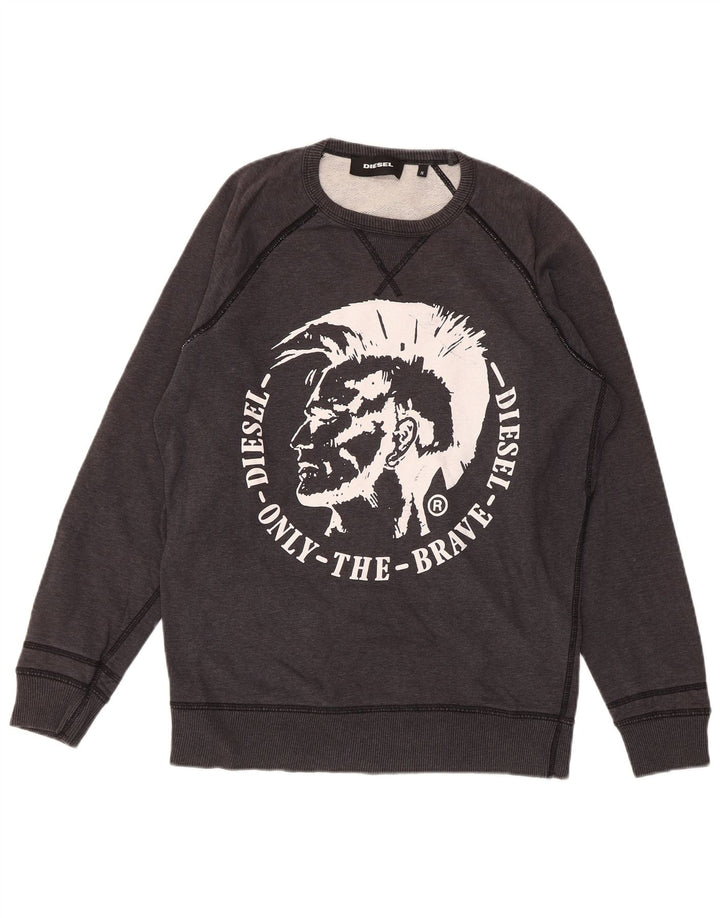 DIESEL Sweat-Shirt Graphique Homme Petit Gris Coton