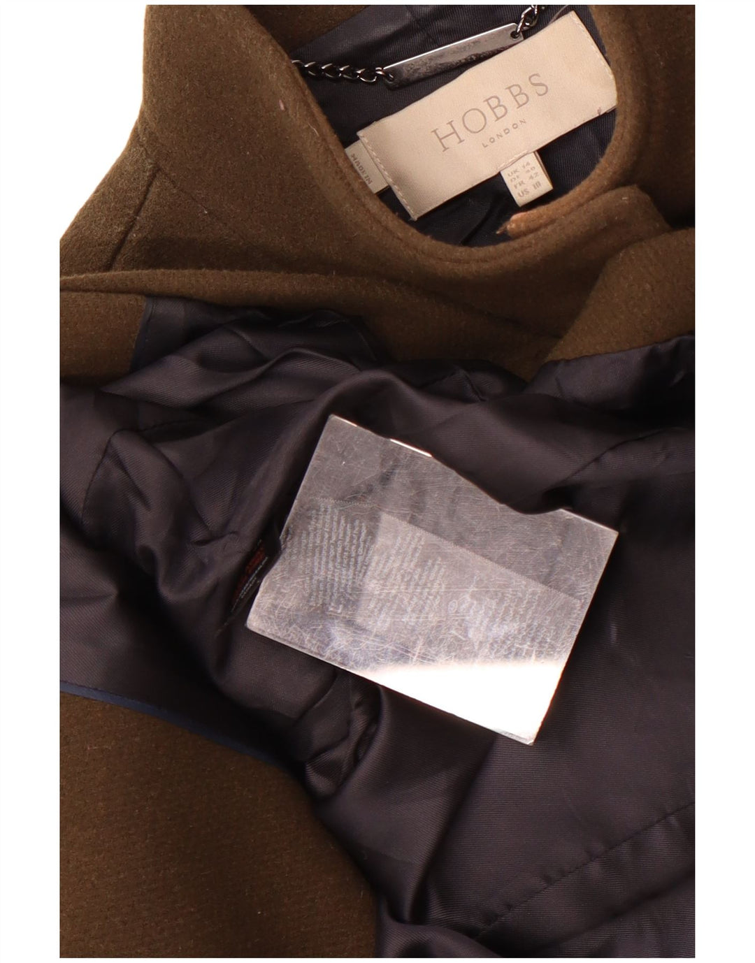 Hobbs Manteau Femme UK 14 Large Kaki Laine