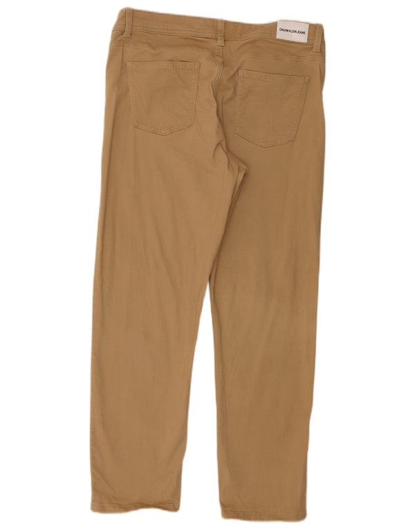 Calvin Klein Pantalon décontracté slim pour femme US 10 Large W32 L26 Coton beige