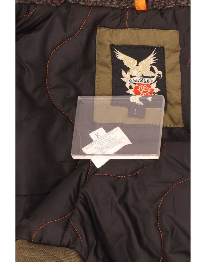 veste bomber à capuche femme vintage UK 16 Grand Kaki Polyamide