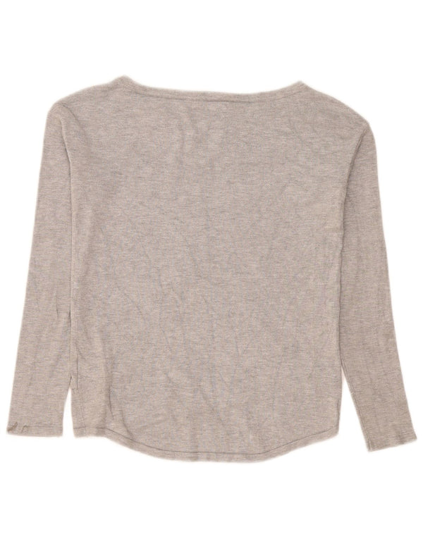Guess Haut graphique à manches longues pour femme UK 10 Small Gris Viscose