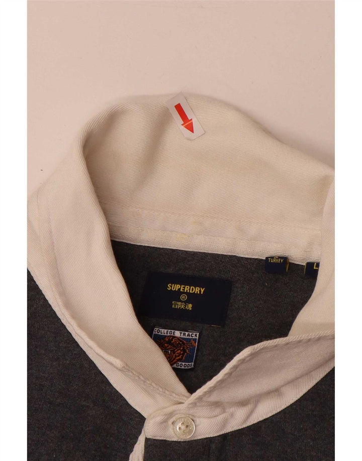Superdry Sweat-shirt à col polo pour hommes, grand coton gris