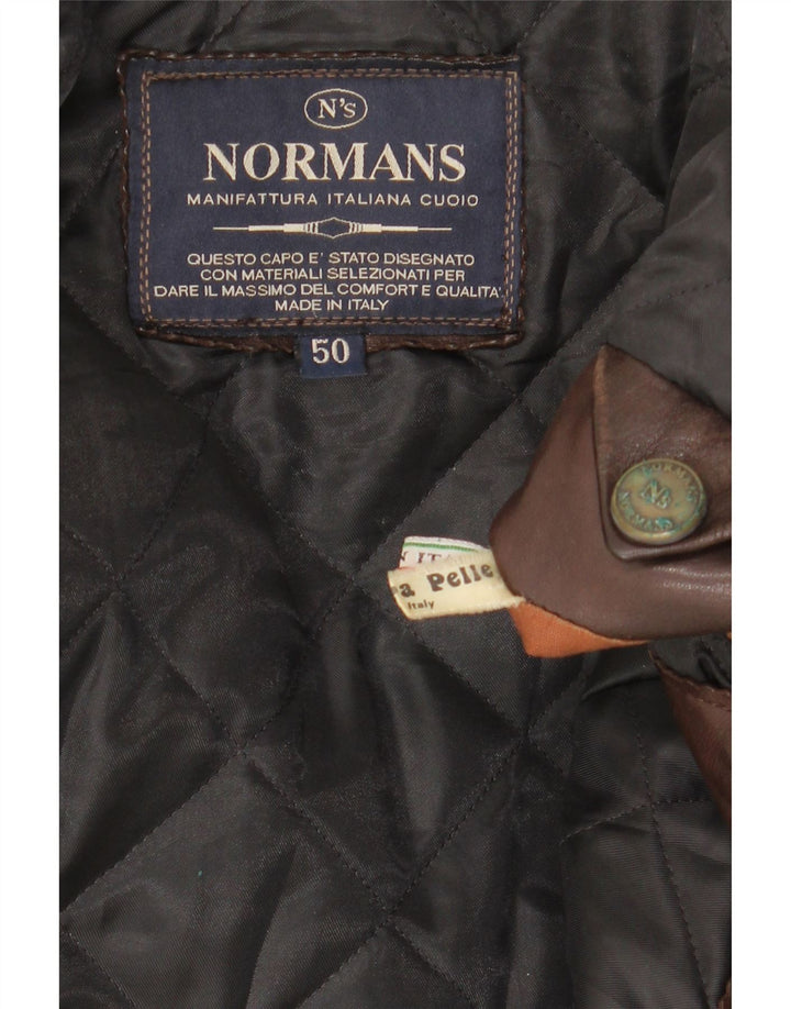 veste en cuir homme vintage IT 50 Grand cuir marron