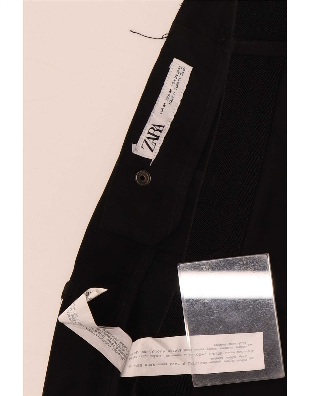 Zara Pantalon de Costume Slim Homme Moyen W31 L29 Noir Polyester