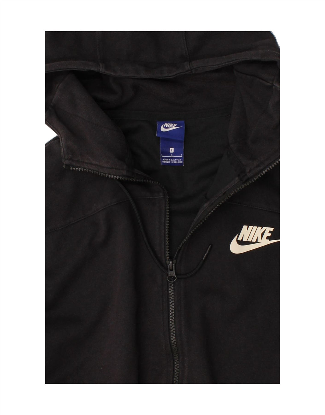 NIKE Mens Zip Hoodie Sweater Large Black Cotton Vintage Nike and Second-Hand Nike from Messina Hembry 
