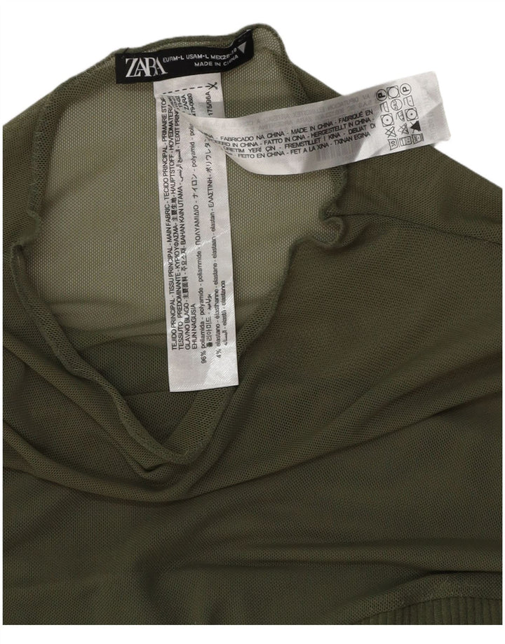ZARA Body à manches longues pour femme UK 14 Polyester vert moyen