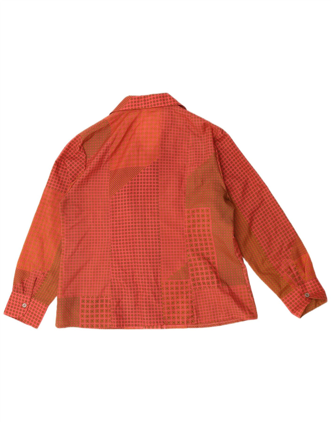 Chemisier chemise femme vintage UK 16 grand polyester géométrique rouge