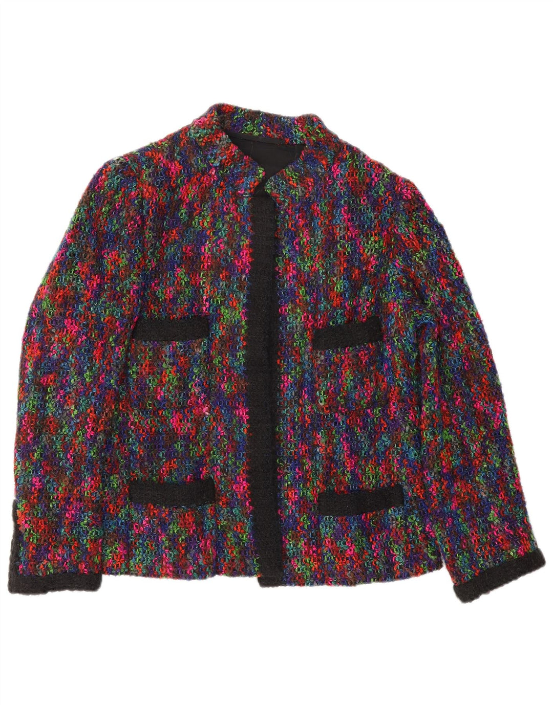 vintage Femme Tricot Blazer Veste UK 14 Moyen Multicolore Moucheté