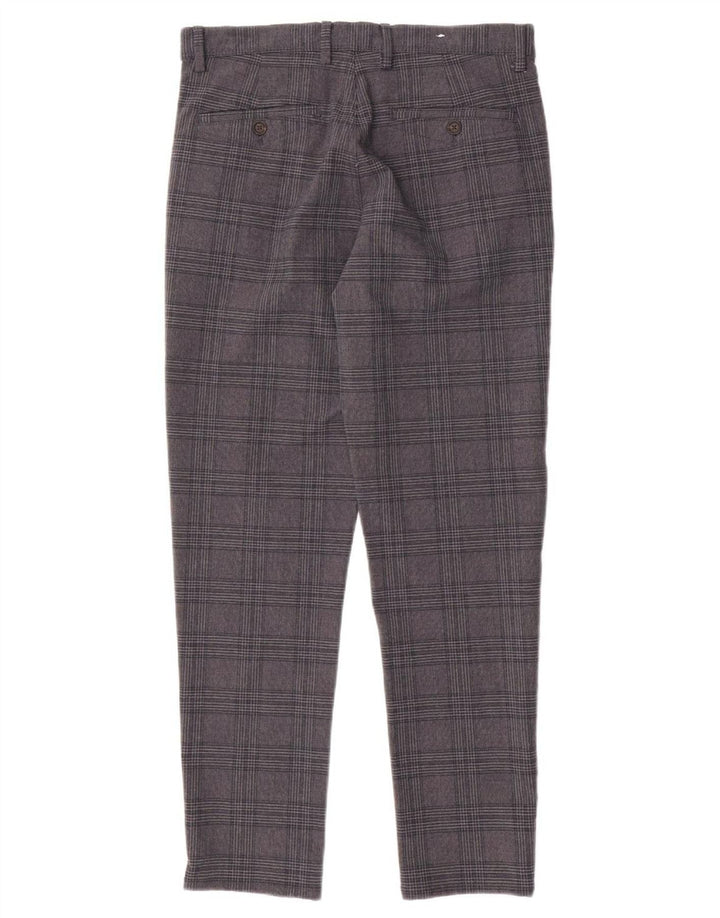 Zara Pantalon chino slim pour homme EU 38 Small W30 L28 Gris à carreaux