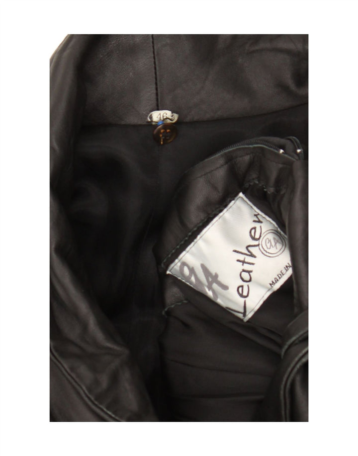 manteau en cuir femme vintage IT 46 Grand cuir noir