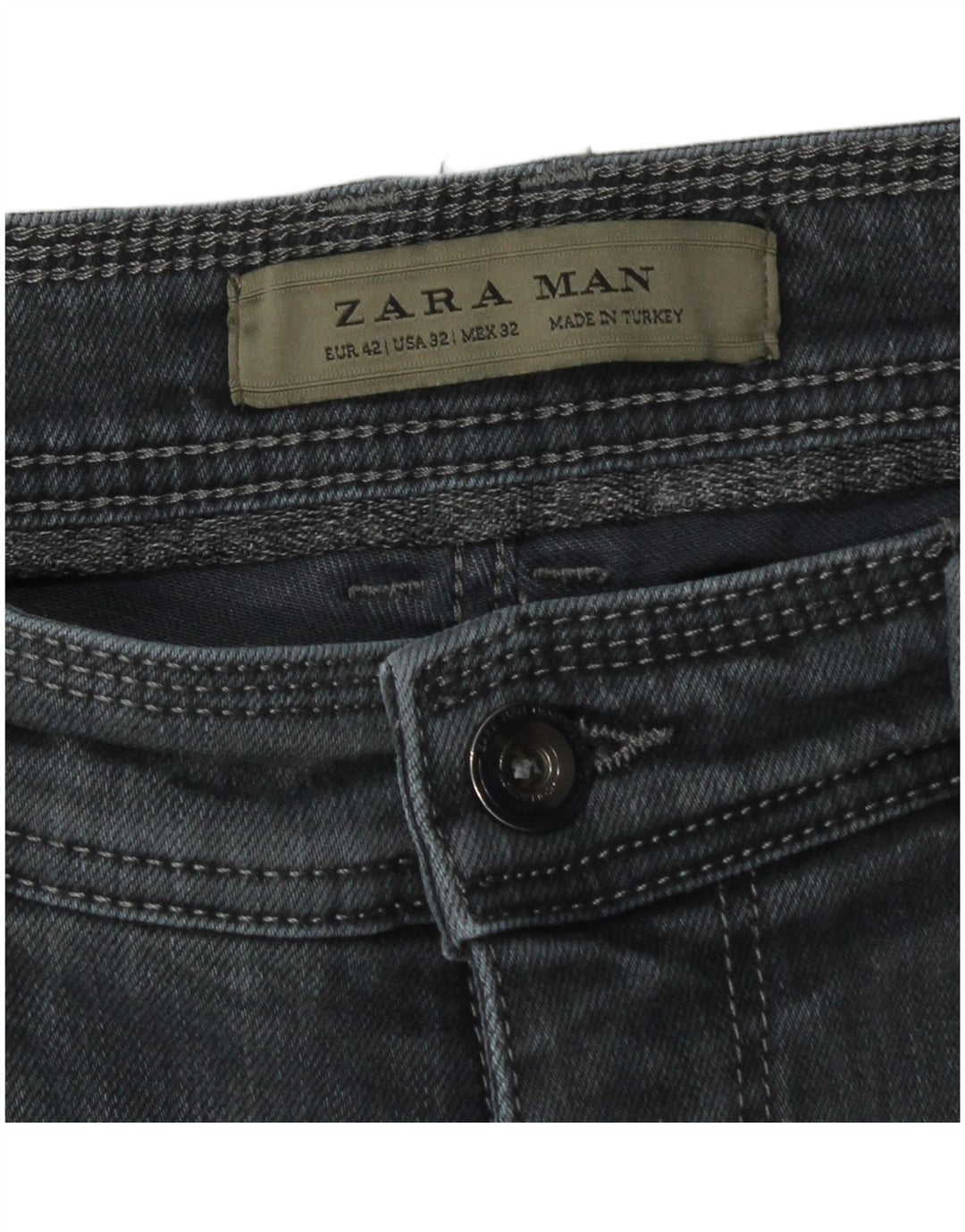 Zara Jean Slim Homme EU 42 Large W32 L28 Gris Coton
