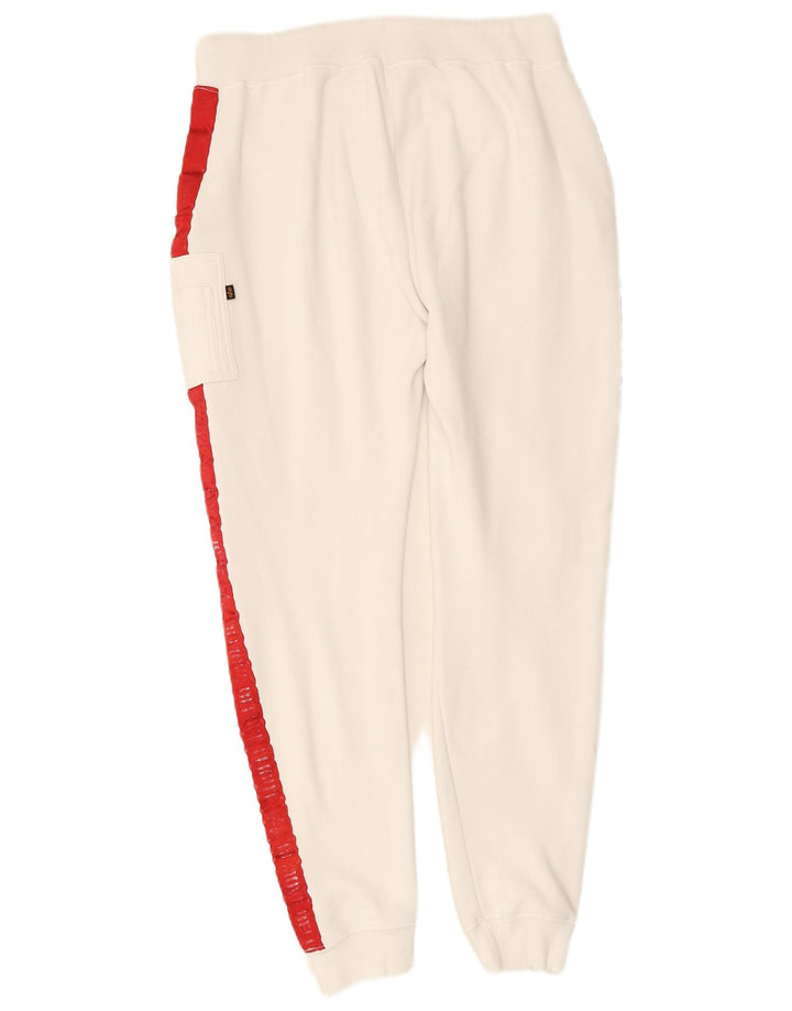 ALPHA INDUSTRIES Mens Graphic Cargo Tracksuit Trousers Joggers Large White