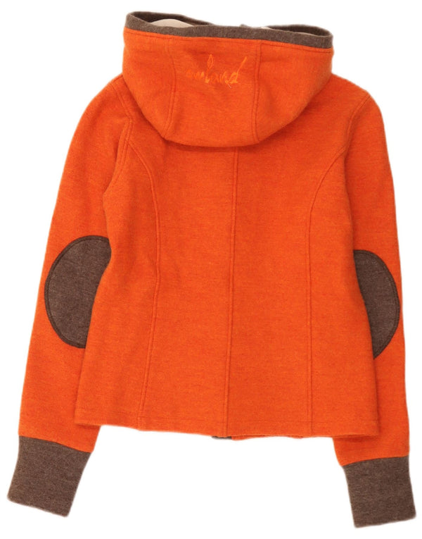 vintage Femme Cardigan à capuche Pull UK 14 Medium Orange Colourblock