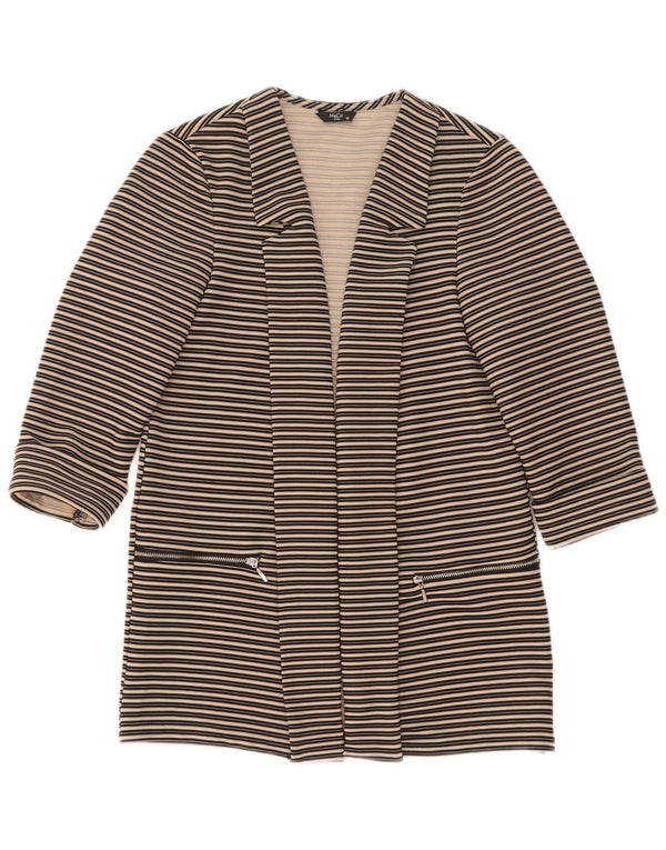 M&Co Femme Petite Veste Blazer Ouverte à Manches 3/4 UK 10 Petit Noir Rayé