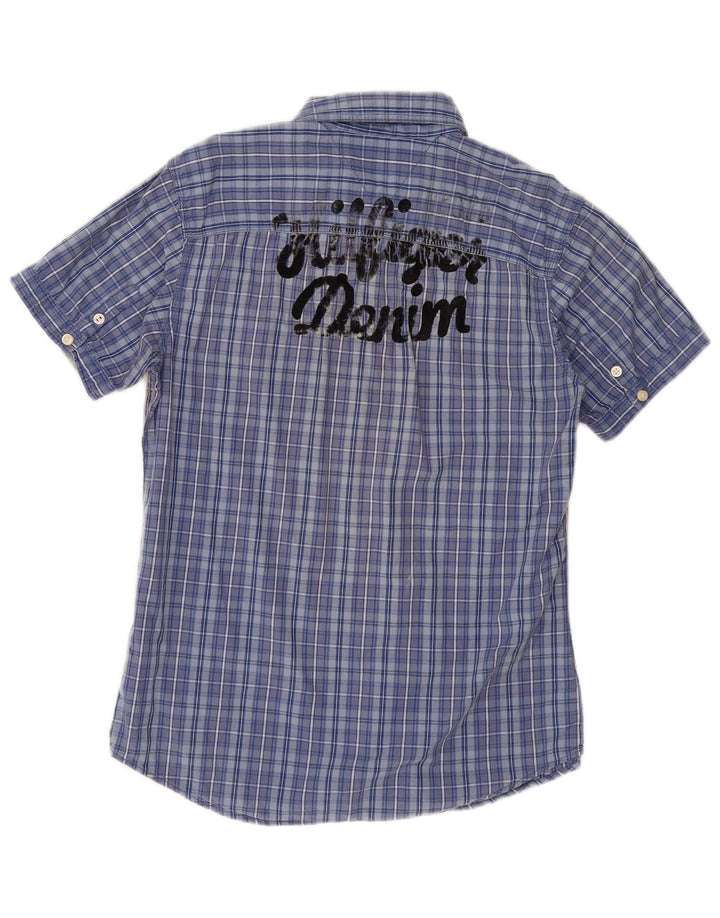 Tommy Hilfiger Chemise Graphique à Manches Courtes Homme Bleu Moyen à Carreaux Coton