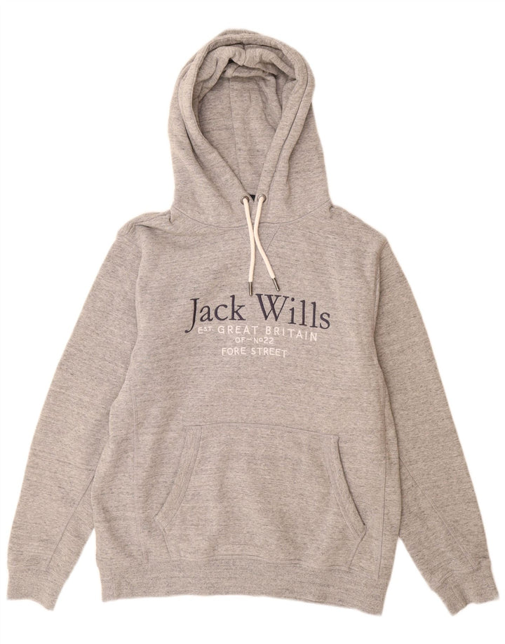 Jack Wills Pull à Capuche Graphique Homme Gris Moyen Moucheté Coton