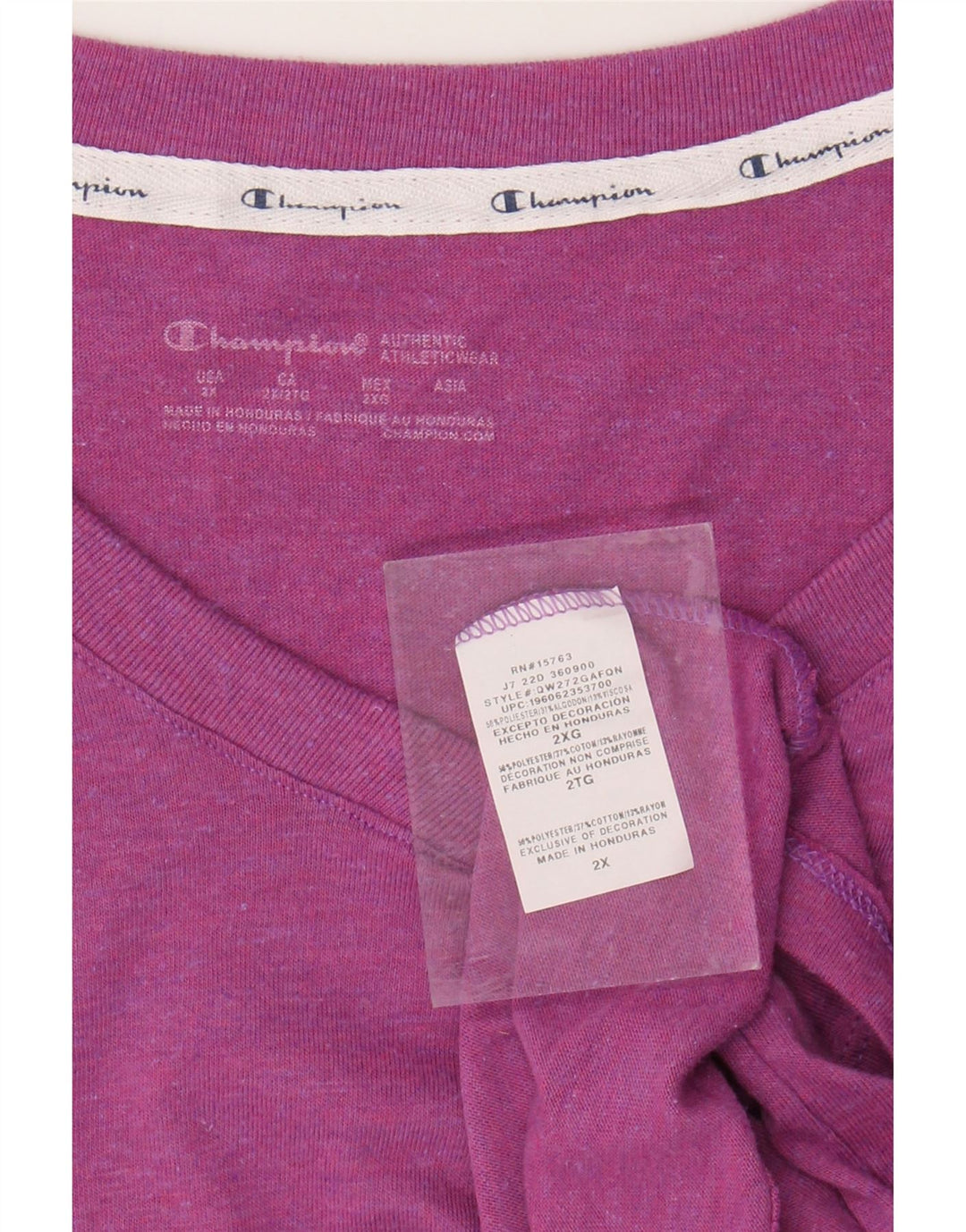 CHAMPION T-Shirt Oversize Femme UK 20 2XL Violet Moucheté Coton