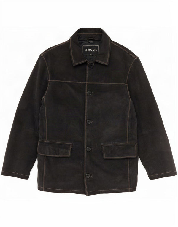 veste en cuir surdimensionnée femme vintage UK 10 Petit Noir