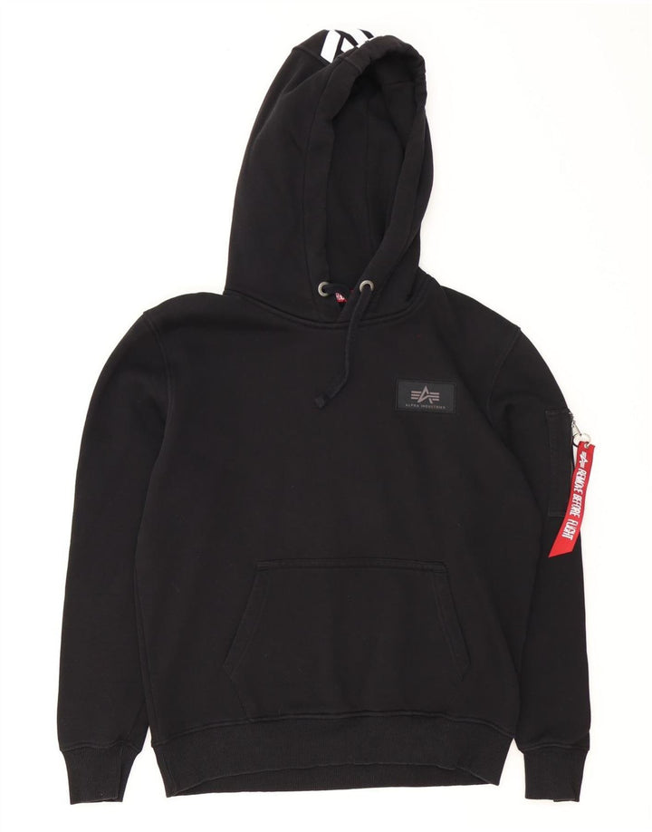 Alpha Industries Pull à capuche graphique pour homme en coton noir moyen