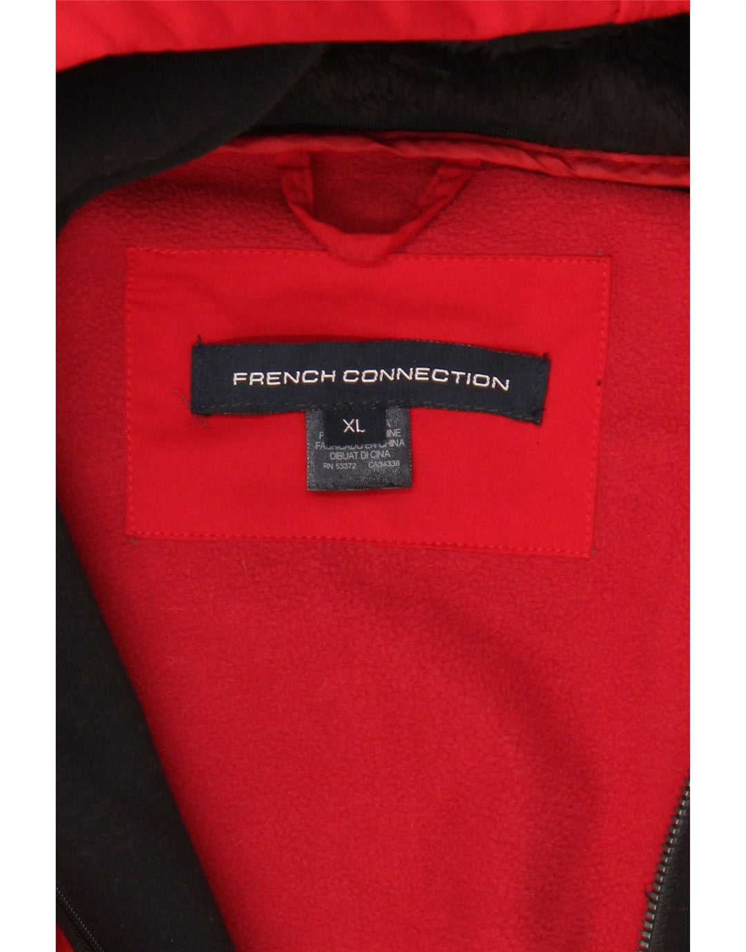 French Connection Parka à capuche pour femme UK 18 XL Rouge Polyester