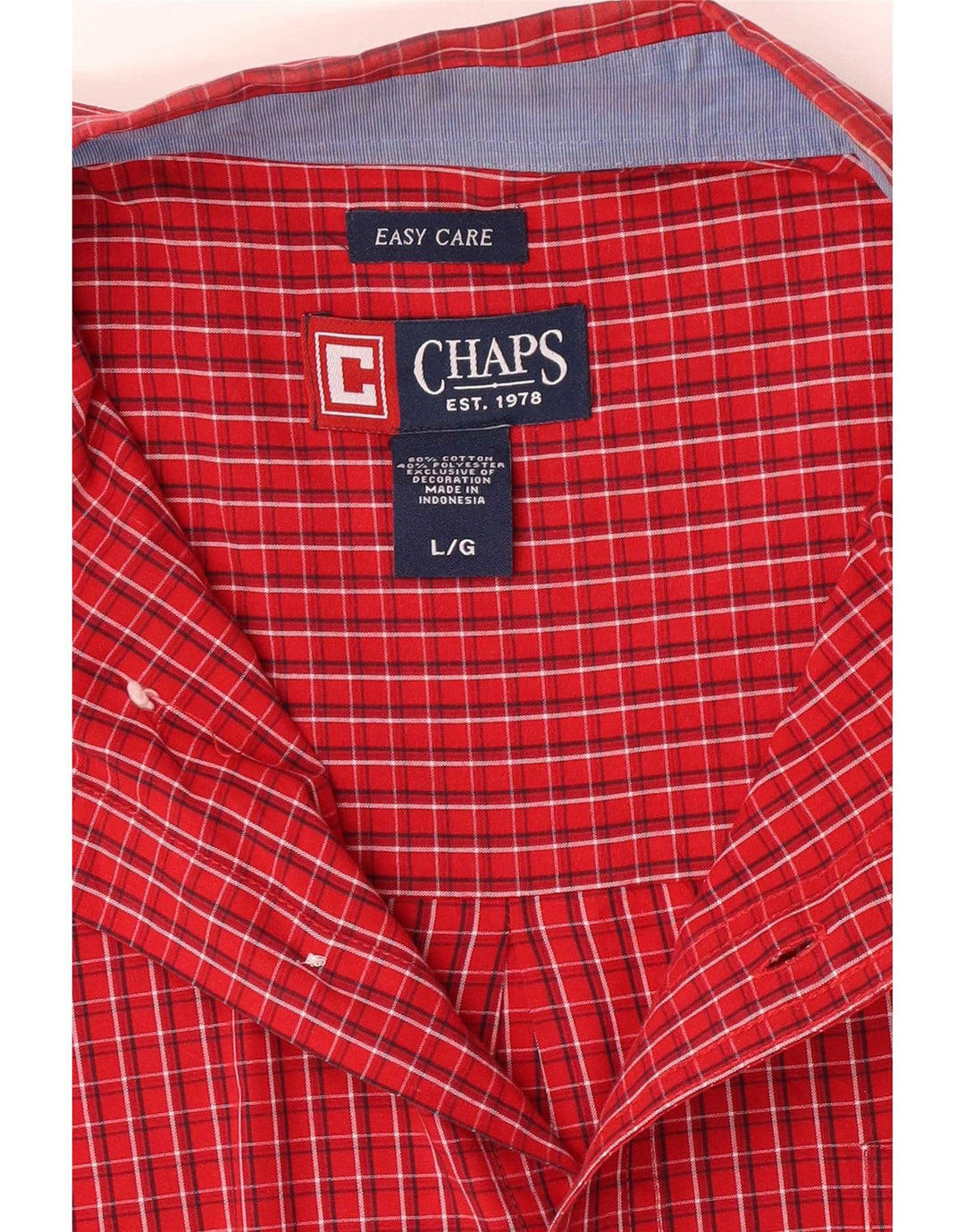 Chaps Chemise Homme Facile d'entretien Grand Carreau Rouge Coton