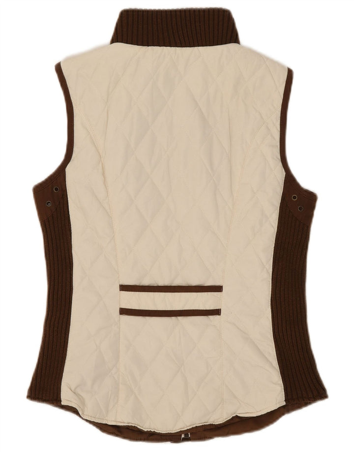 Zara Gilet matelassé pour femme UK 12 Medium Off White Colourblock Polyester