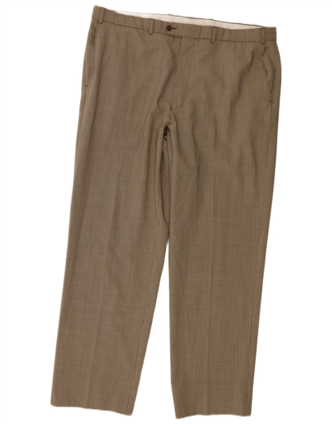 Marks & Spencer Pantalon de costume droit pour homme W40 L31 Beige pied-de-poule