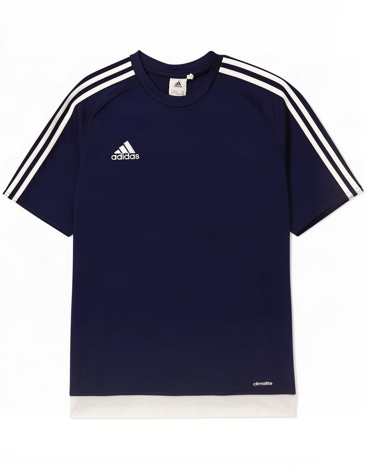 Adidas Hommes Climalite T-Shirt Top Bleu Marine Colorblock Polyester