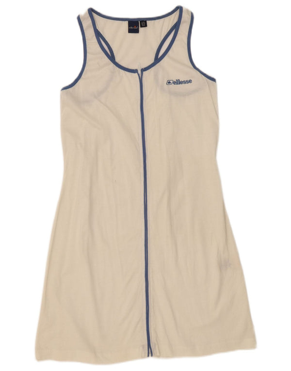 Ellesse Robe de tennis sans manches pour femme UK 12 Coton blanc moyen