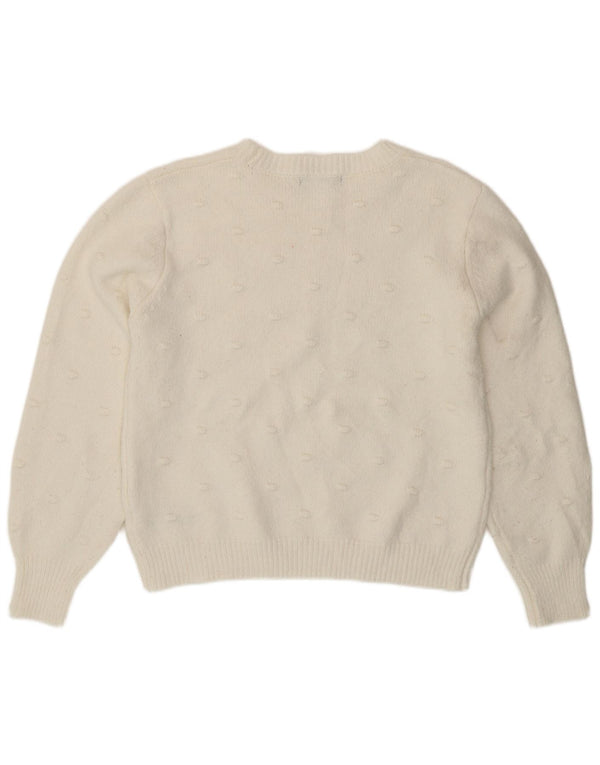Marks & Spencer Pull à col rond pour femme UK 14 Blanc moyen