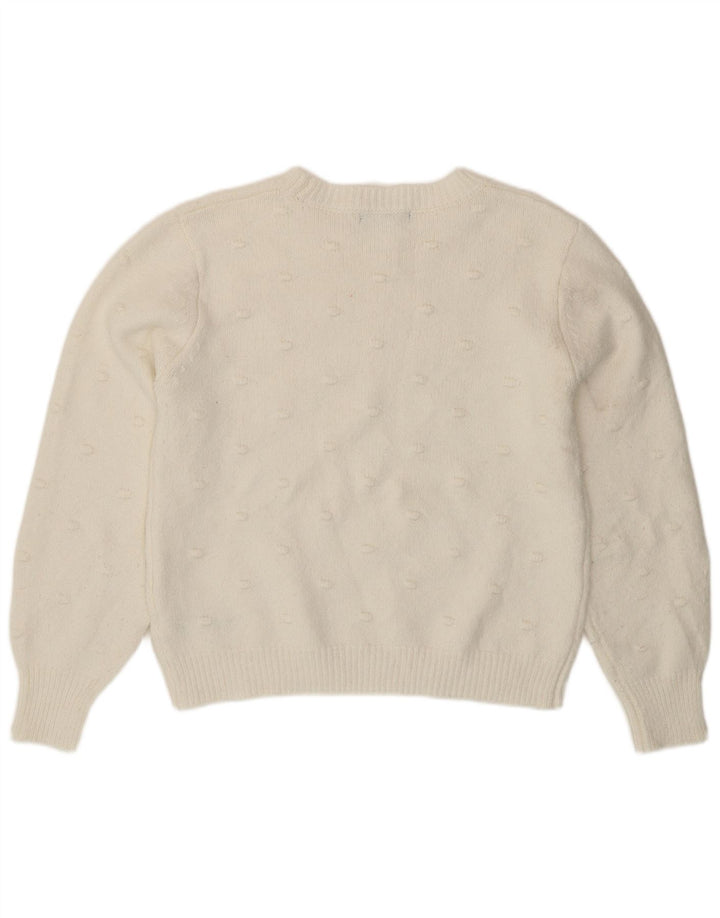 Marks & Spencer Pull à col rond pour femme UK 14 Blanc moyen