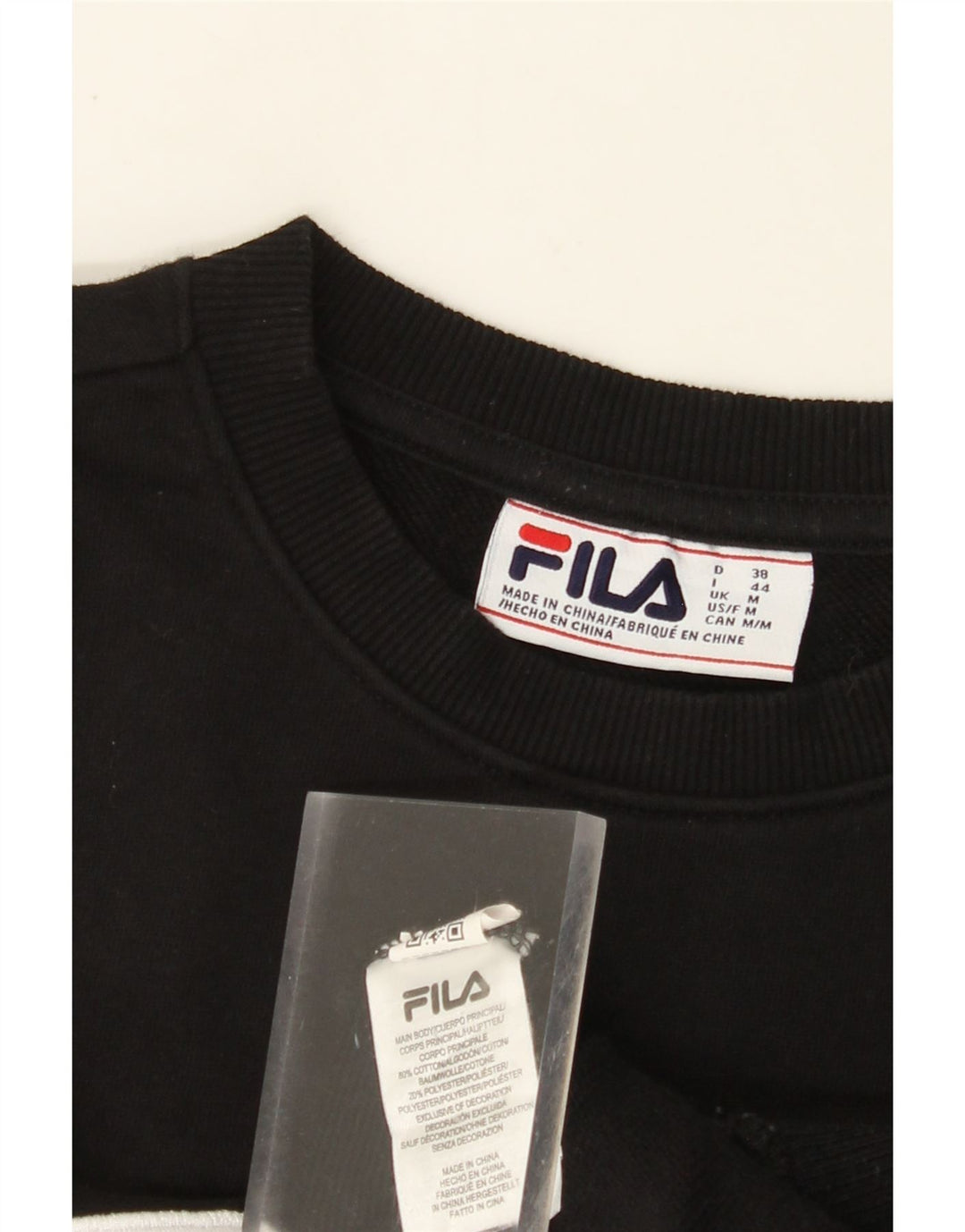 FILA Sweat-shirt graphique pour femme UK 14 en coton noir moyen
